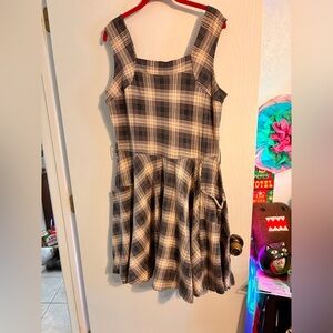 Effie's Heart Plaid Tank Dress in Gray and Cream